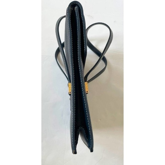 Fendi Navy Blue Leather top handle with marbel clasp Vintage - Picture 5 of 11